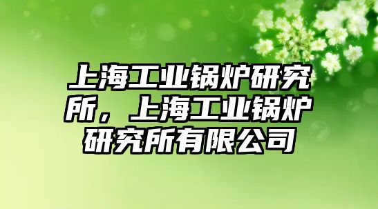 上海工業(yè)鍋爐研究所，上海工業(yè)鍋爐研究所有限公司