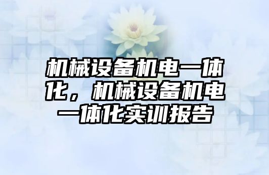 機械設備機電一體化，機械設備機電一體化實訓報告