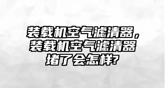 裝載機空氣濾清器，裝載機空氣濾清器堵了會怎樣?