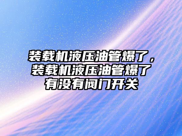 裝載機(jī)液壓油管爆了，裝載機(jī)液壓油管爆了有沒(méi)有閥門(mén)開(kāi)關(guān)