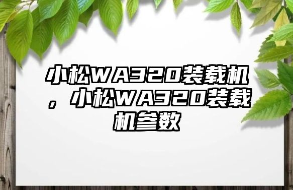 小松WA320裝載機，小松WA320裝載機參數(shù)