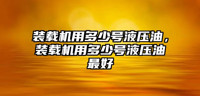 裝載機(jī)用多少號(hào)液壓油，裝載機(jī)用多少號(hào)液壓油最好