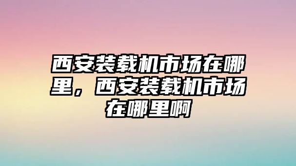 西安裝載機市場在哪里，西安裝載機市場在哪里啊