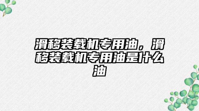 滑移裝載機專用油，滑移裝載機專用油是什么油