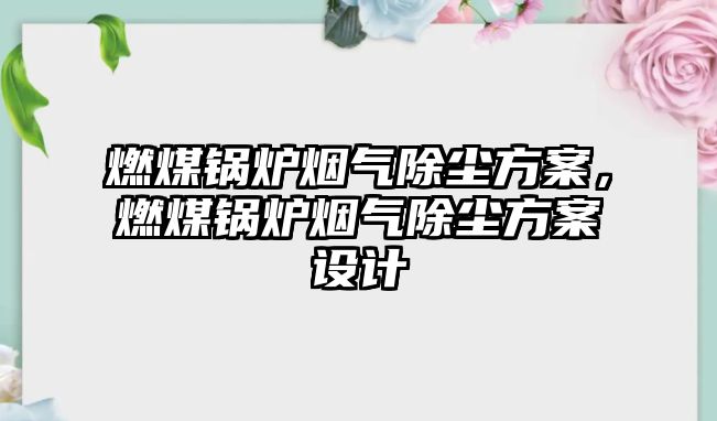 燃煤鍋爐煙氣除塵方案，燃煤鍋爐煙氣除塵方案設計