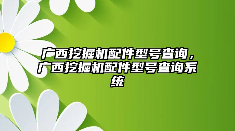 廣西挖掘機配件型號查詢，廣西挖掘機配件型號查詢系統(tǒng)