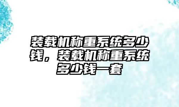 裝載機(jī)稱重系統(tǒng)多少錢，裝載機(jī)稱重系統(tǒng)多少錢一套