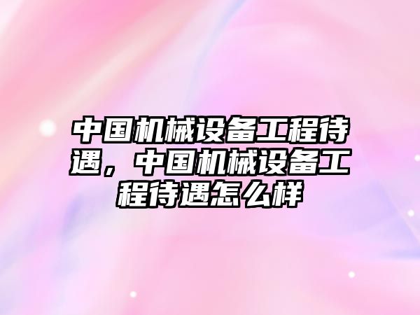 中國機(jī)械設(shè)備工程待遇，中國機(jī)械設(shè)備工程待遇怎么樣