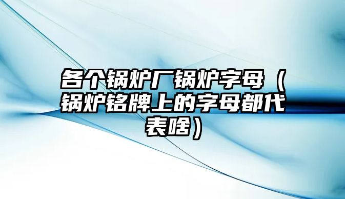 各個(gè)鍋爐廠鍋爐字母（鍋爐銘牌上的字母都代表啥）