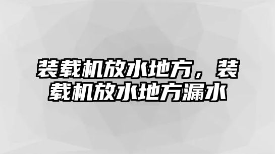 裝載機放水地方，裝載機放水地方漏水