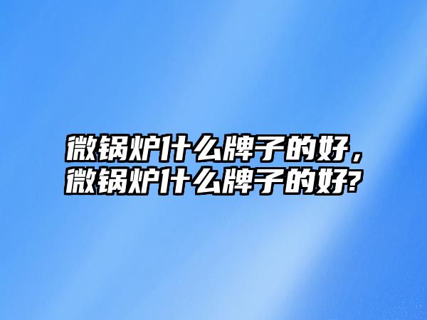 微鍋爐什么牌子的好，微鍋爐什么牌子的好?