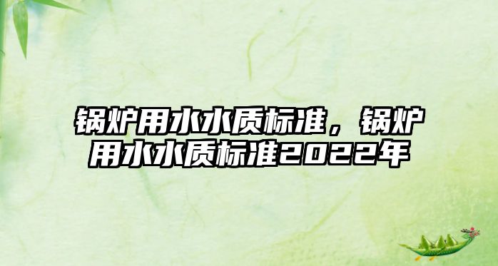 鍋爐用水水質標準，鍋爐用水水質標準2022年