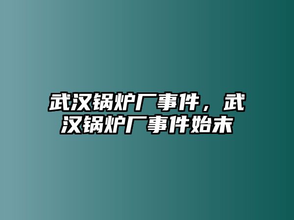 武漢鍋爐廠事件，武漢鍋爐廠事件始末