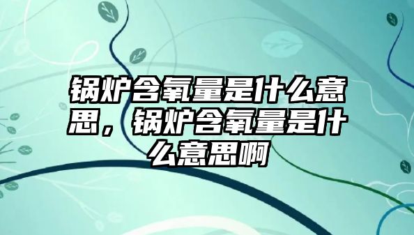 鍋爐含氧量是什么意思，鍋爐含氧量是什么意思啊