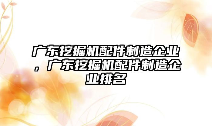 廣東挖掘機配件制造企業(yè)，廣東挖掘機配件制造企業(yè)排名