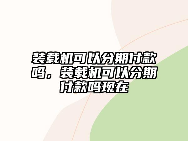 裝載機可以分期付款嗎，裝載機可以分期付款嗎現在