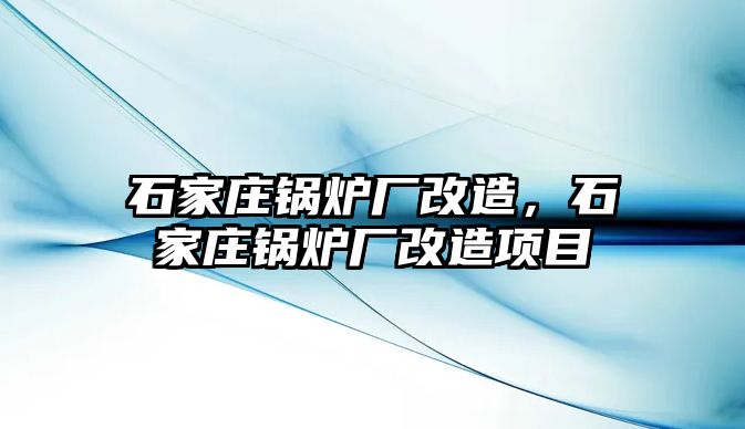 石家莊鍋爐廠改造，石家莊鍋爐廠改造項目