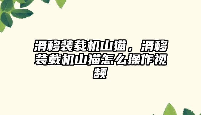 滑移裝載機山貓，滑移裝載機山貓怎么操作視頻