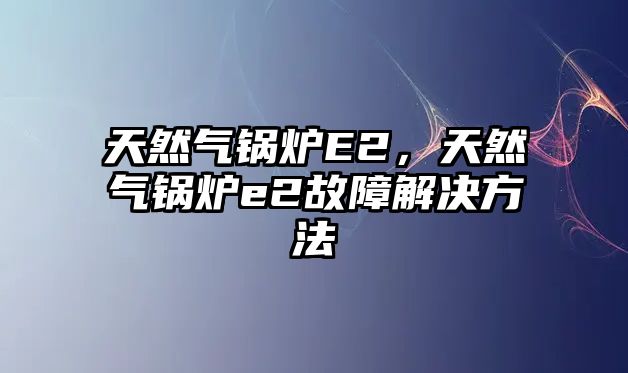 天然氣鍋爐E2，天然氣鍋爐e2故障解決方法