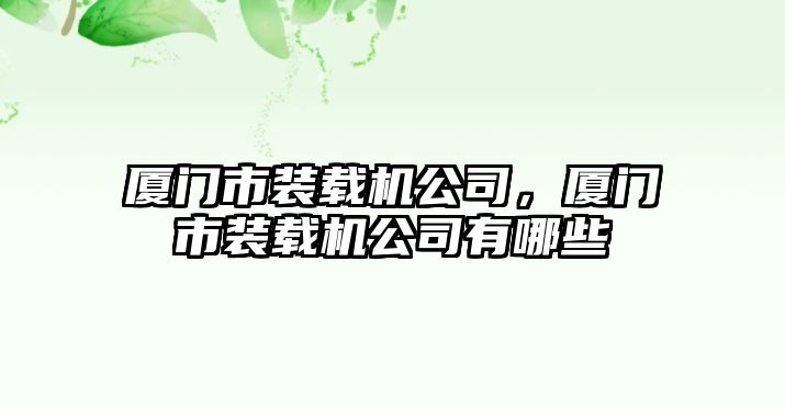 廈門(mén)市裝載機(jī)公司，廈門(mén)市裝載機(jī)公司有哪些