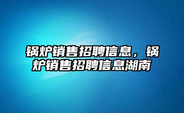 鍋爐銷售招聘信息，鍋爐銷售招聘信息湖南