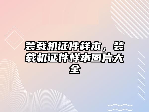 裝載機證件樣本，裝載機證件樣本圖片大全