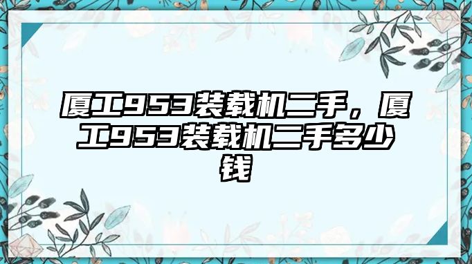 廈工953裝載機(jī)二手，廈工953裝載機(jī)二手多少錢(qián)