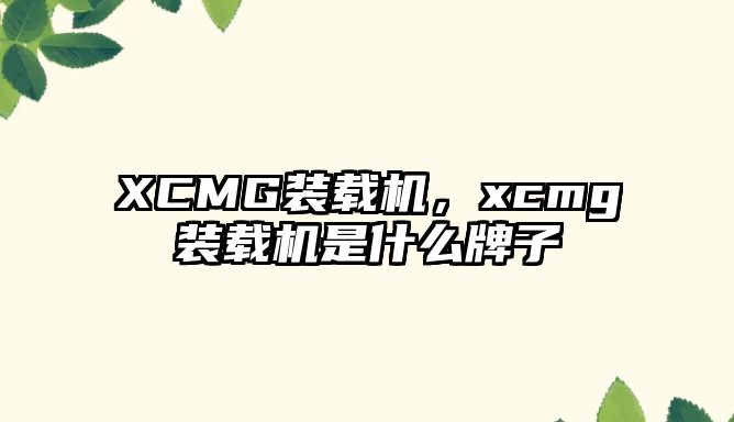 XCMG裝載機(jī)，xcmg裝載機(jī)是什么牌子