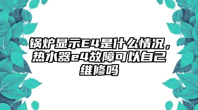 鍋爐顯示E4是什么情況，熱水器e4故障可以自己維修嗎