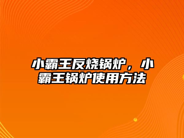 小霸王反燒鍋爐，小霸王鍋爐使用方法