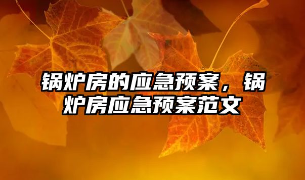 鍋爐房的應(yīng)急預(yù)案，鍋爐房應(yīng)急預(yù)案范文