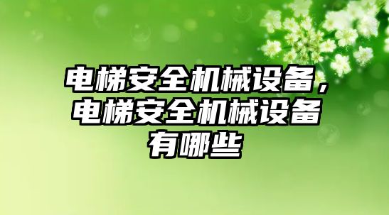 電梯安全機械設備，電梯安全機械設備有哪些