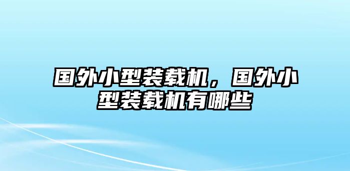 國外小型裝載機(jī)，國外小型裝載機(jī)有哪些