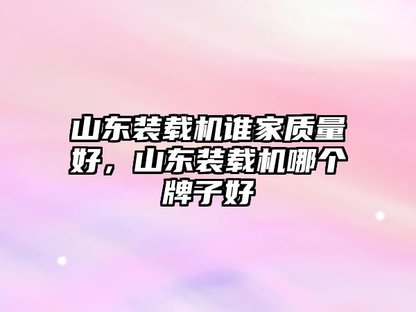 山東裝載機(jī)誰家質(zhì)量好，山東裝載機(jī)哪個(gè)牌子好