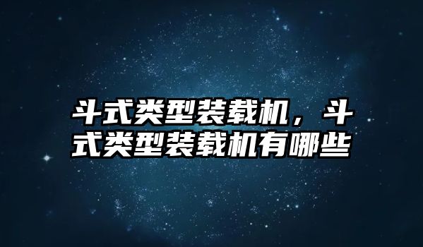 斗式類型裝載機(jī)，斗式類型裝載機(jī)有哪些