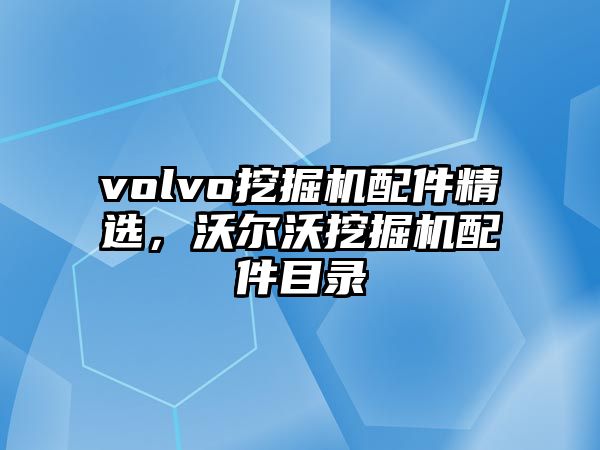 volvo挖掘機(jī)配件精選，沃爾沃挖掘機(jī)配件目錄