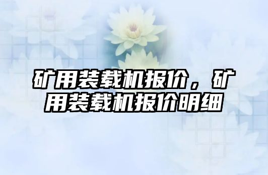 礦用裝載機報價，礦用裝載機報價明細