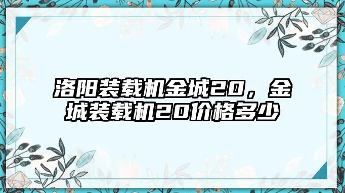 洛陽裝載機(jī)金城20，金城裝載機(jī)20價格多少