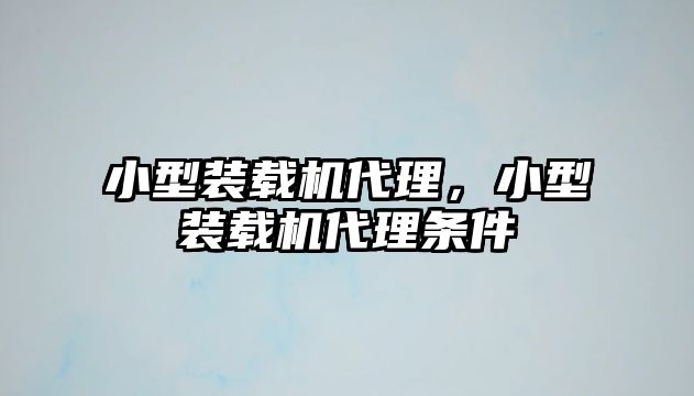 小型裝載機代理，小型裝載機代理條件