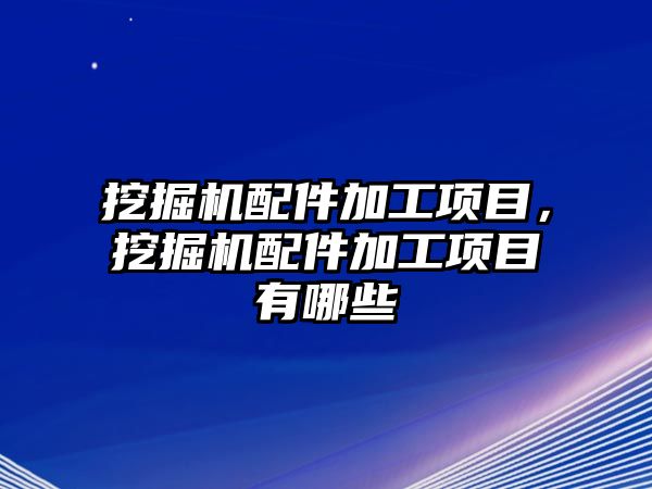 挖掘機配件加工項目，挖掘機配件加工項目有哪些