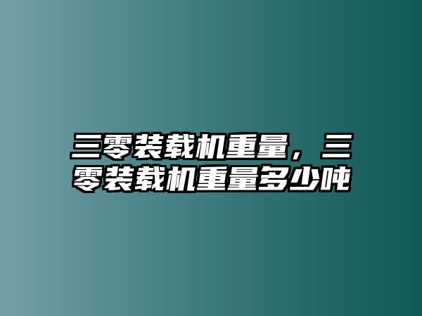 三零裝載機重量，三零裝載機重量多少噸