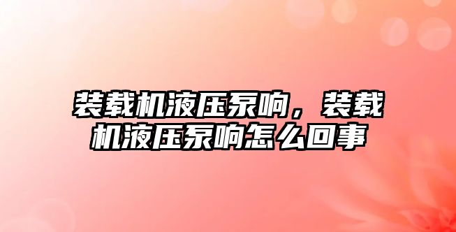 裝載機液壓泵響，裝載機液壓泵響怎么回事