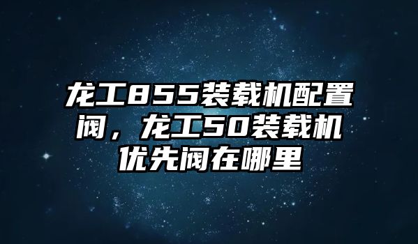 龍工855裝載機(jī)配置閥，龍工50裝載機(jī)優(yōu)先閥在哪里