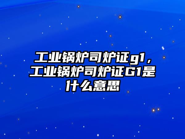 工業(yè)鍋爐司爐證g1，工業(yè)鍋爐司爐證G1是什么意思