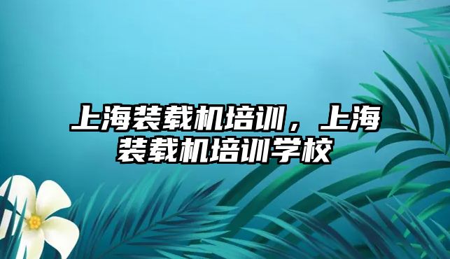 上海裝載機培訓，上海裝載機培訓學校