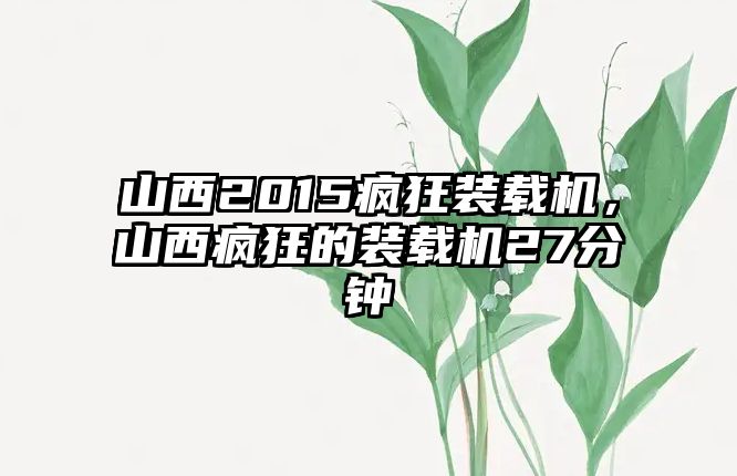 山西2015瘋狂裝載機(jī)，山西瘋狂的裝載機(jī)27分鐘