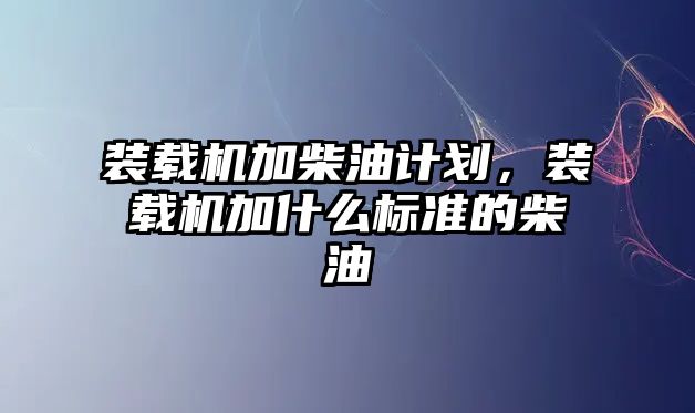 裝載機(jī)加柴油計(jì)劃，裝載機(jī)加什么標(biāo)準(zhǔn)的柴油