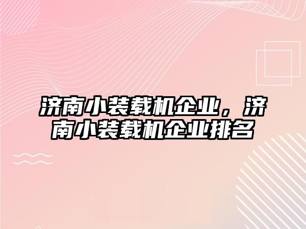 濟(jì)南小裝載機(jī)企業(yè)，濟(jì)南小裝載機(jī)企業(yè)排名