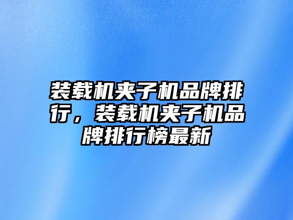 裝載機夾子機品牌排行，裝載機夾子機品牌排行榜最新