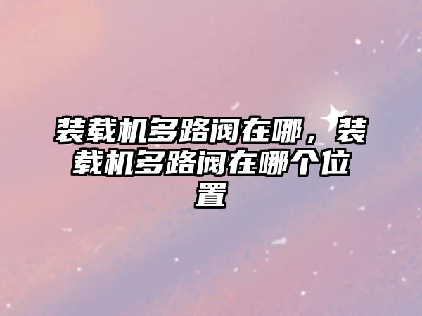 裝載機多路閥在哪，裝載機多路閥在哪個位置